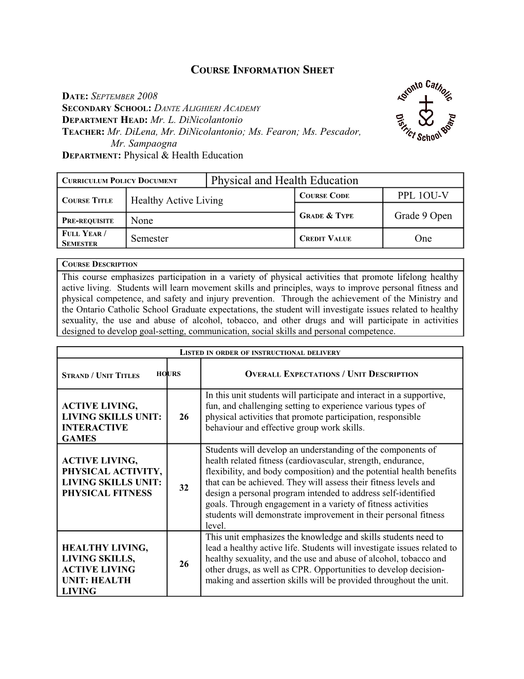 Course Information Sheet s2