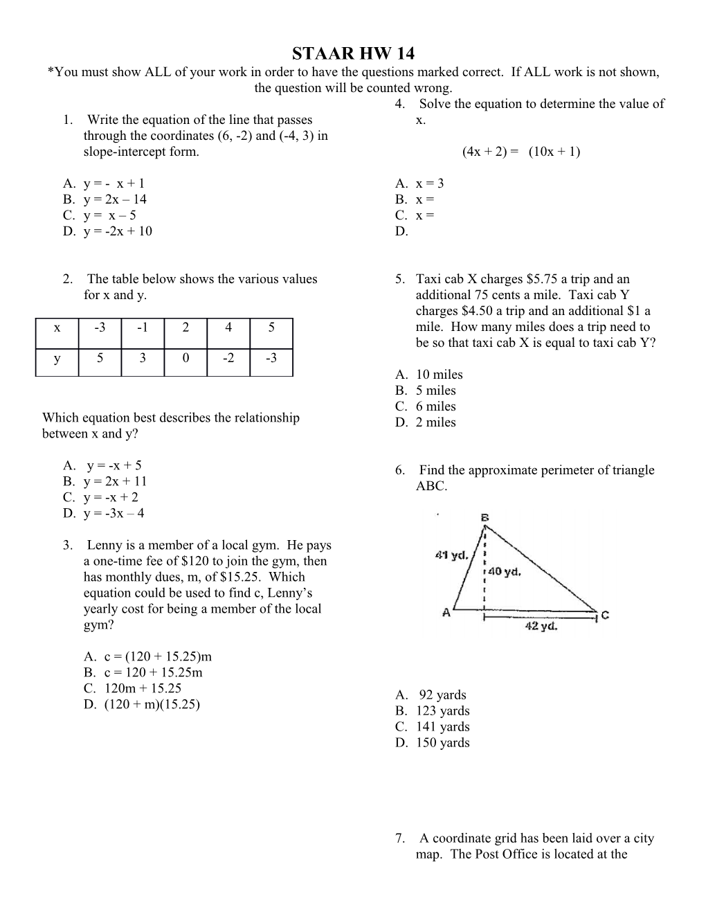 Which Equation Best Describes the Relationship Between X and Y?