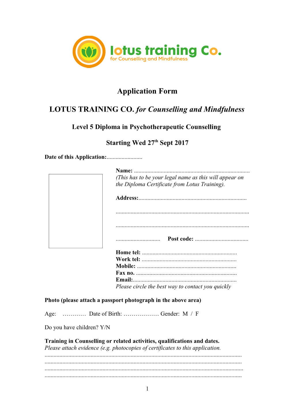 LOTUS TRAINING CO. for Counselling and Mindfulness