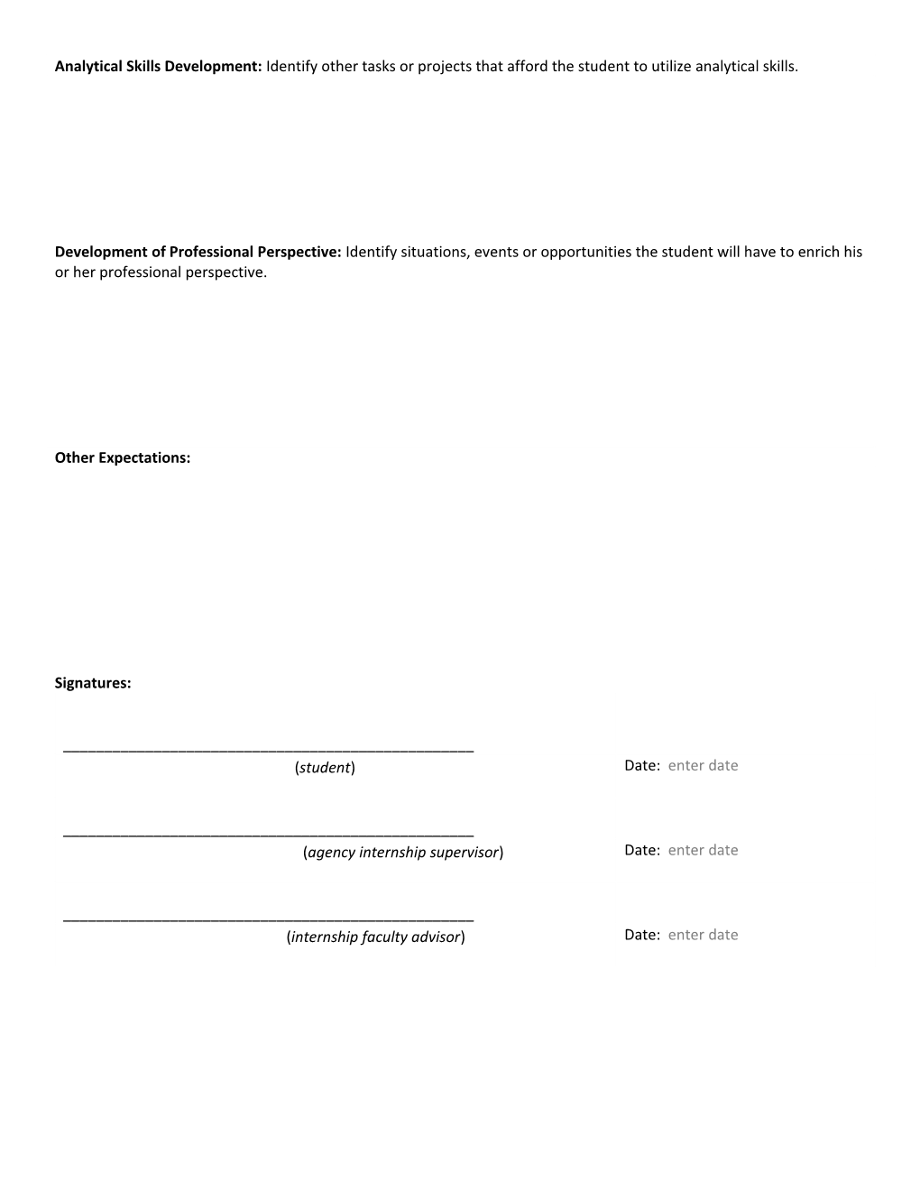 MPA Internship Learning Contract