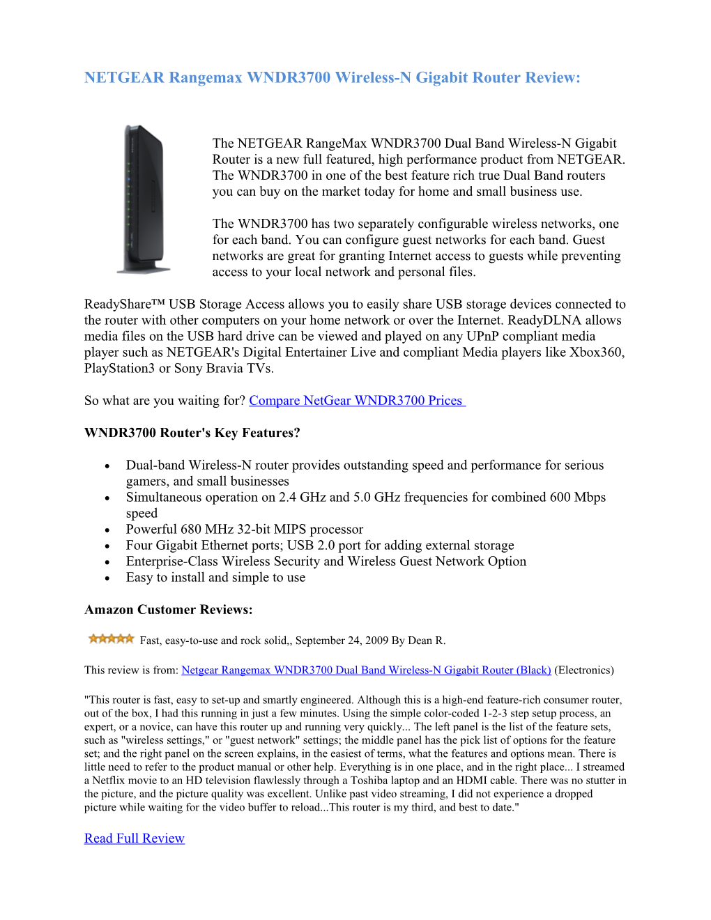NETGEAR Rangemax WNDR3700 Wireless-N Gigabit Router Review