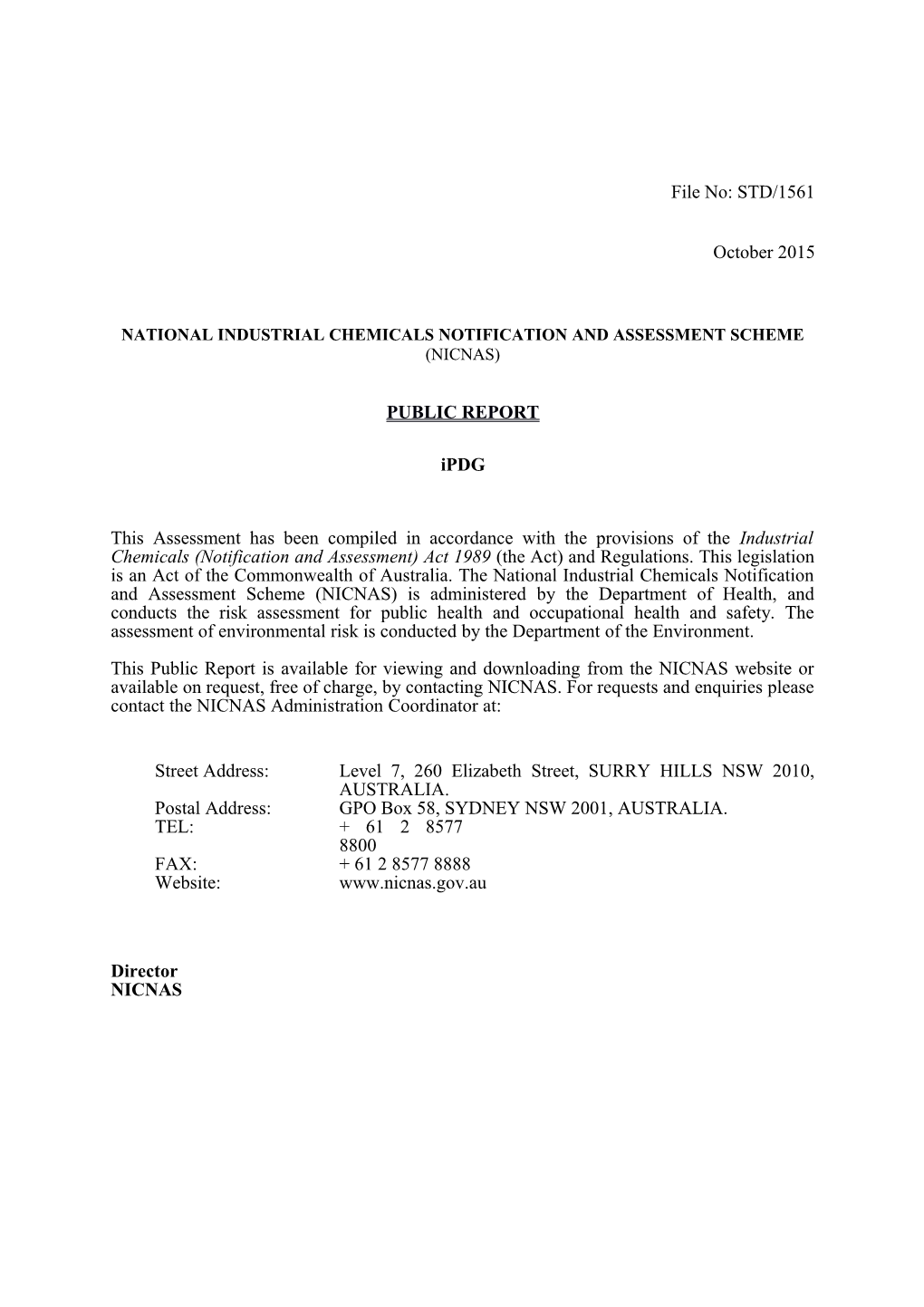 National Industrial Chemicals Notification and Assessment Scheme s52