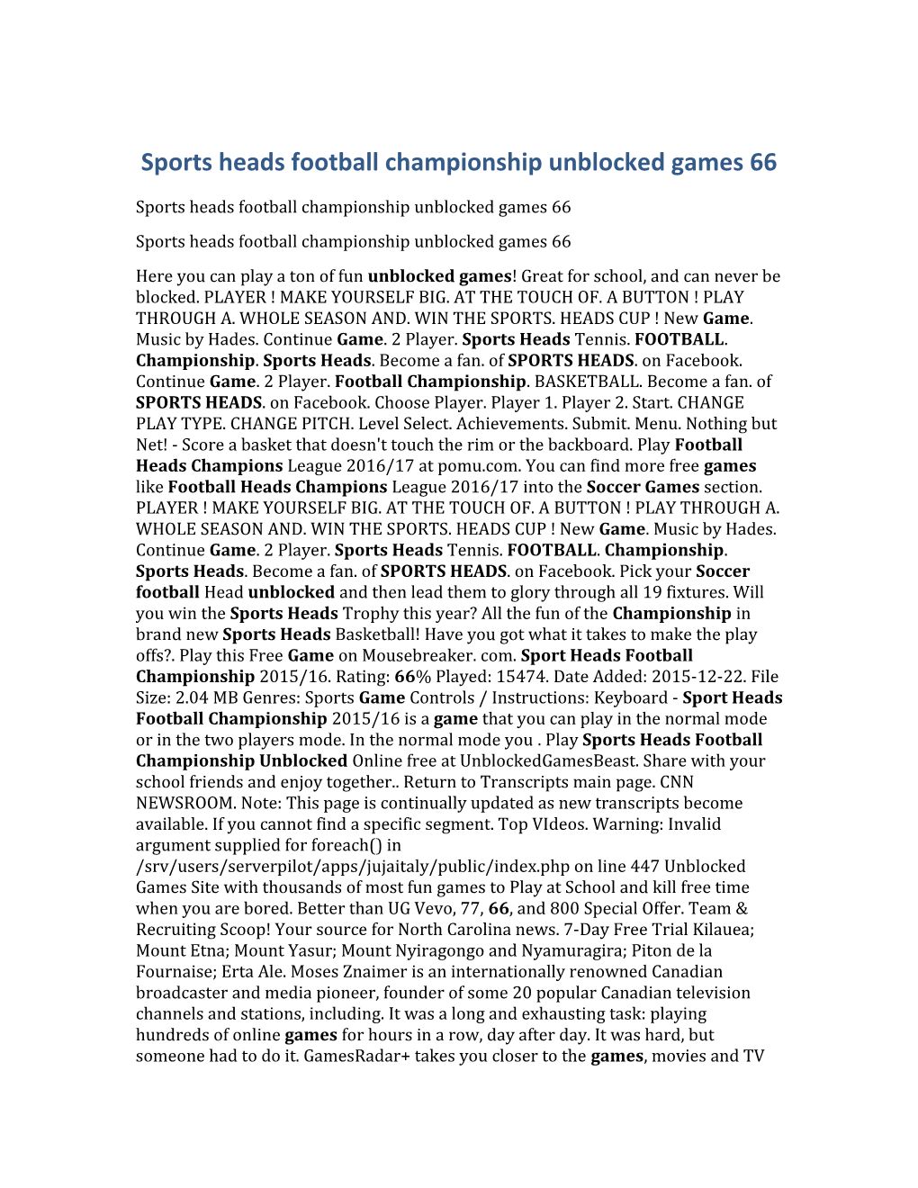 Sports Heads Football Championship Unblocked Games 66