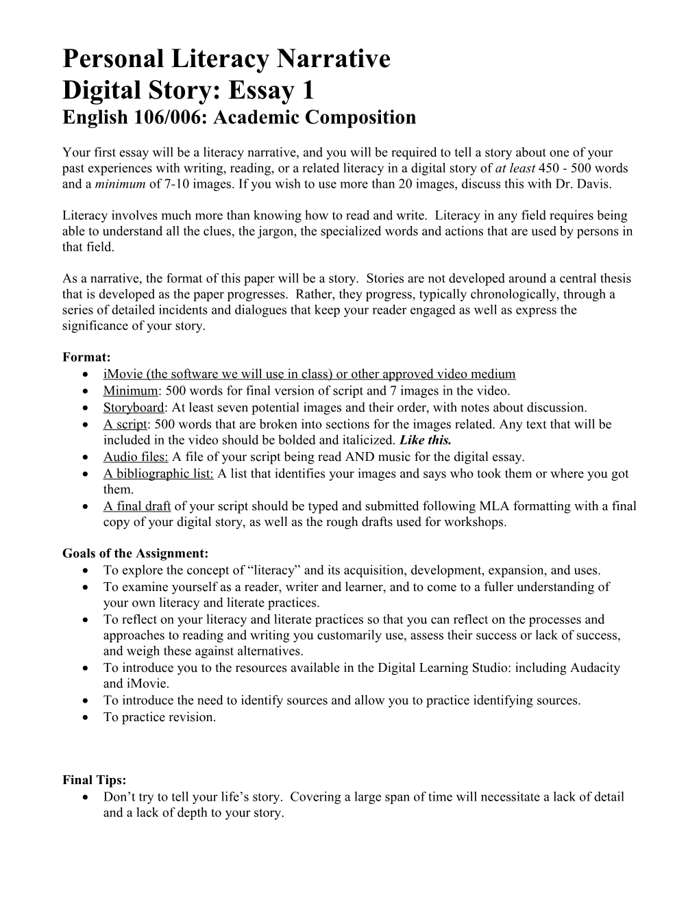 English 106: Academic Composition