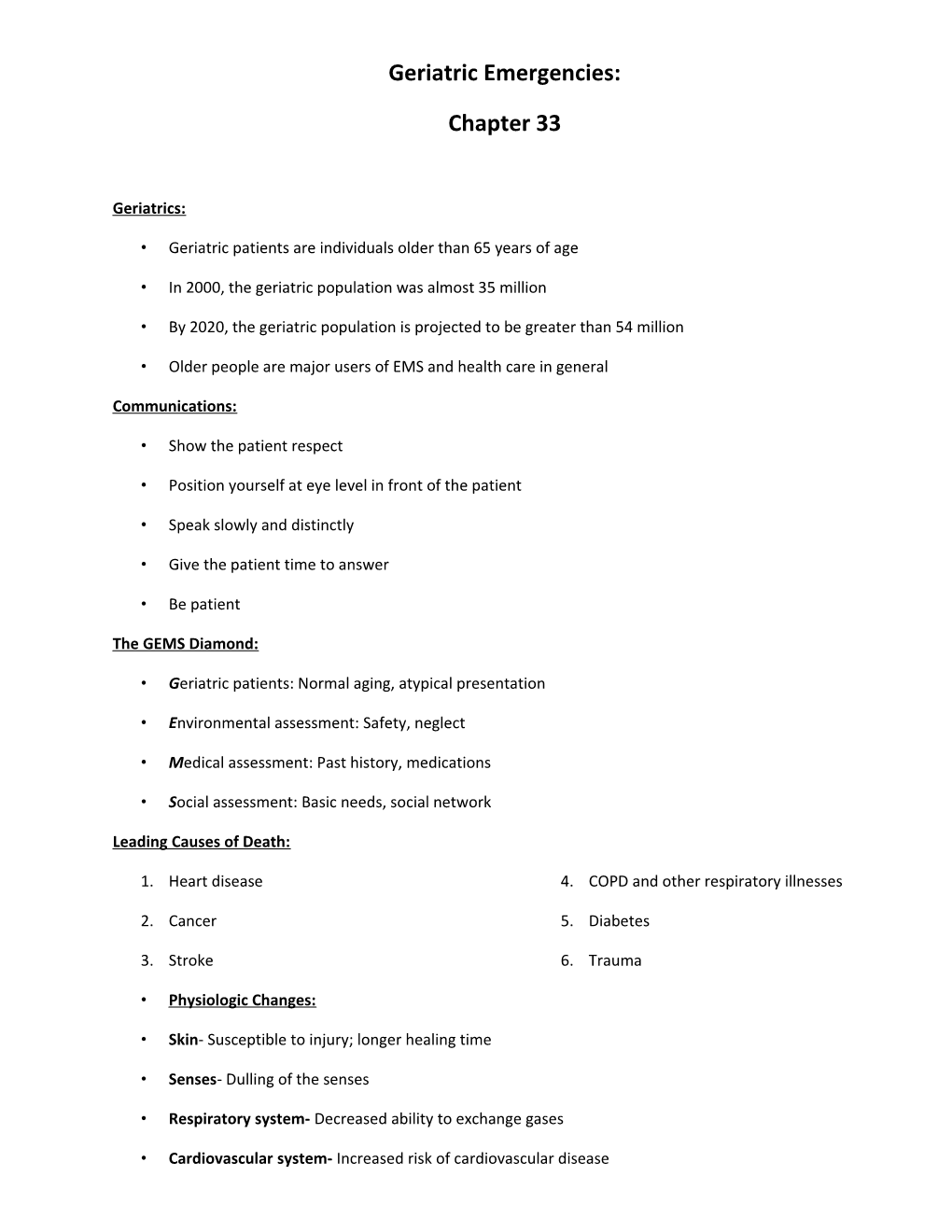 Geriatric Emergencies