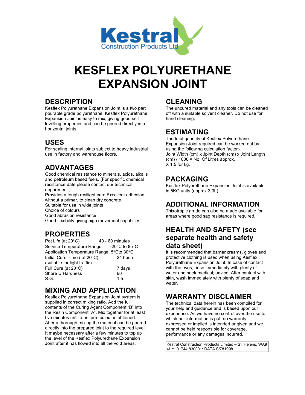 Kesflex Polyurethane Joint Sealant