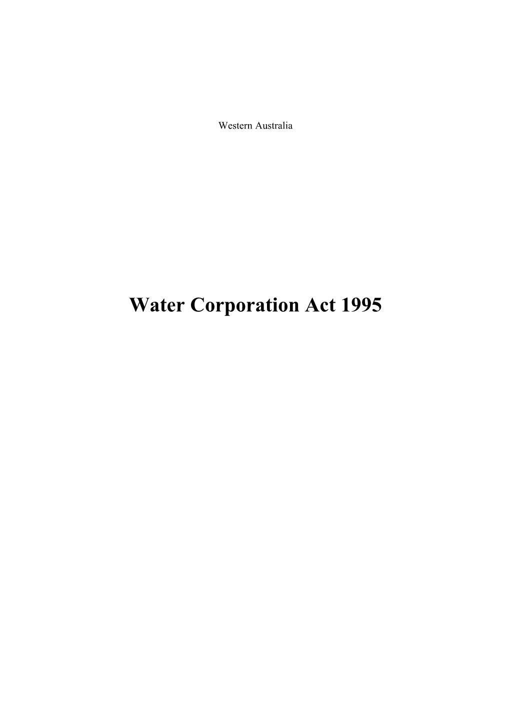 Water Corporation Act 1995 - 03-G0-00