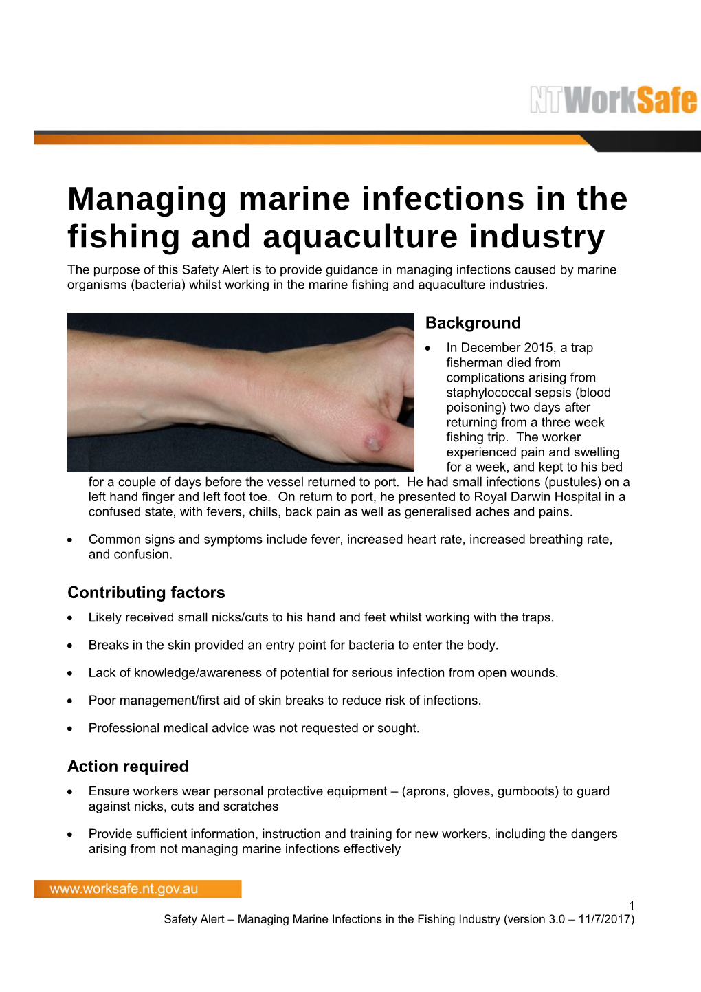 Safety Alert - Managing Marine Infections