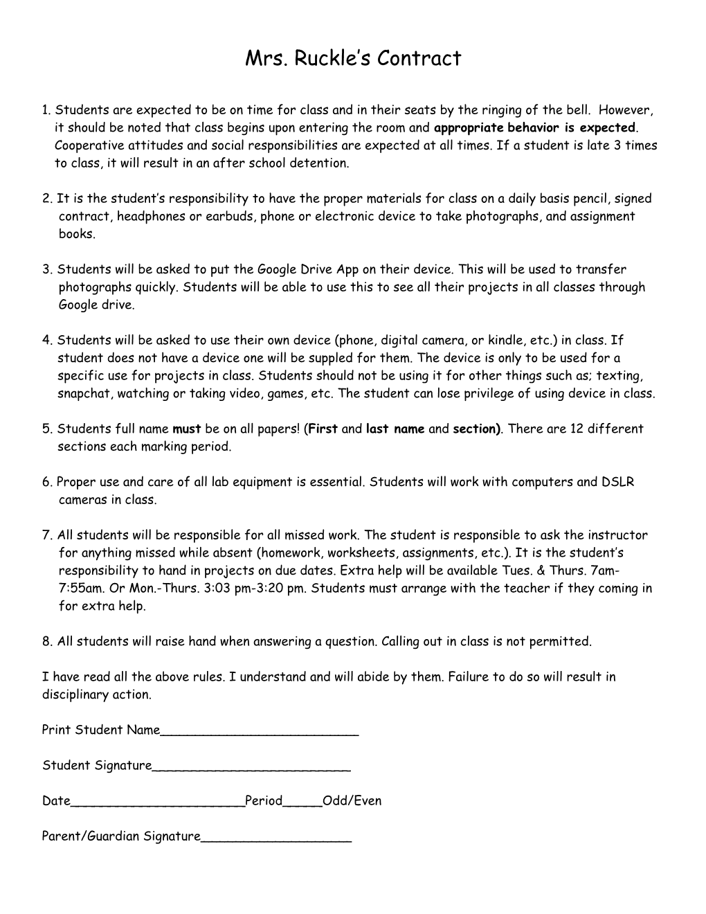 Mrs. Ruckle S Contract