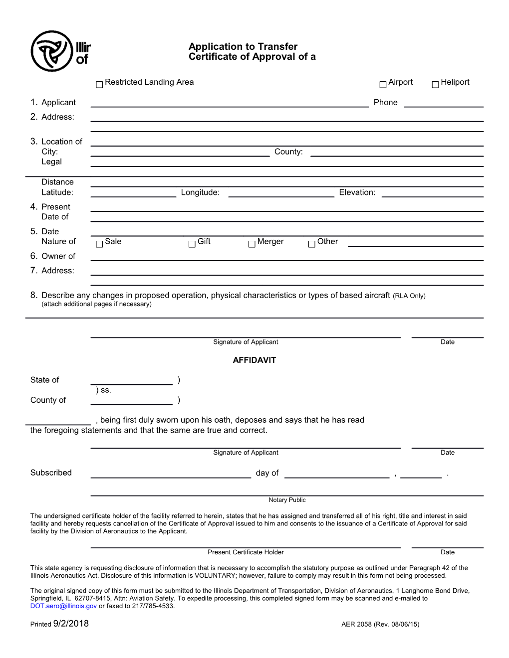 Application to Transfer Certificate of Aproval