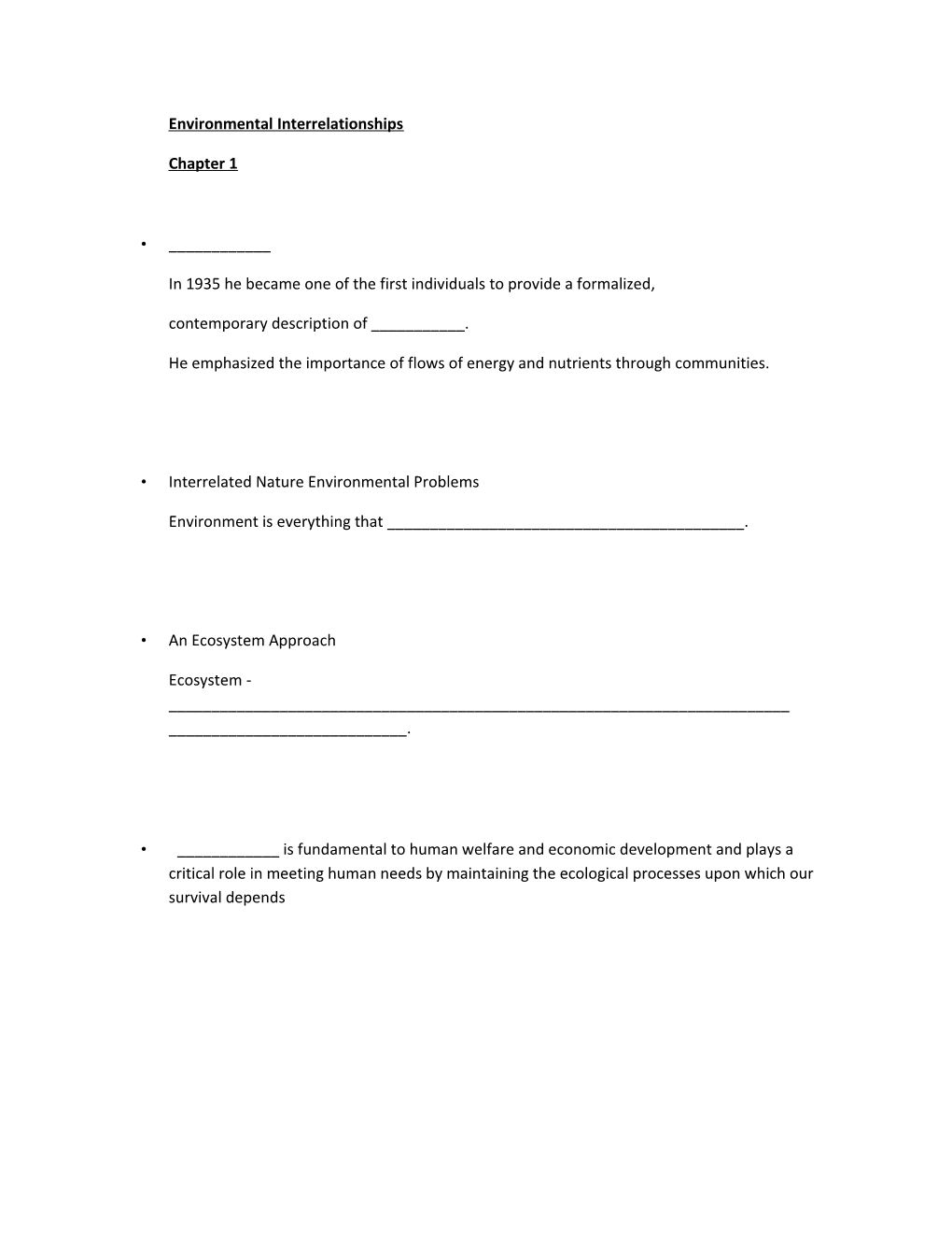 Environmental Interrelationships