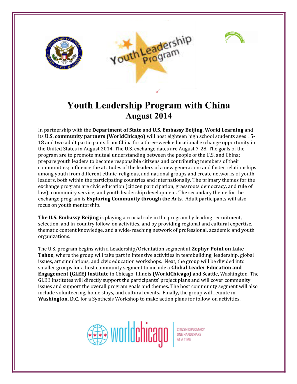 Youth Leadership Program with China