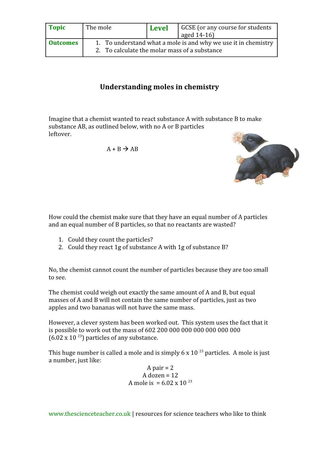 To Understand What a Mole Is and Why We Use It in Chemistry