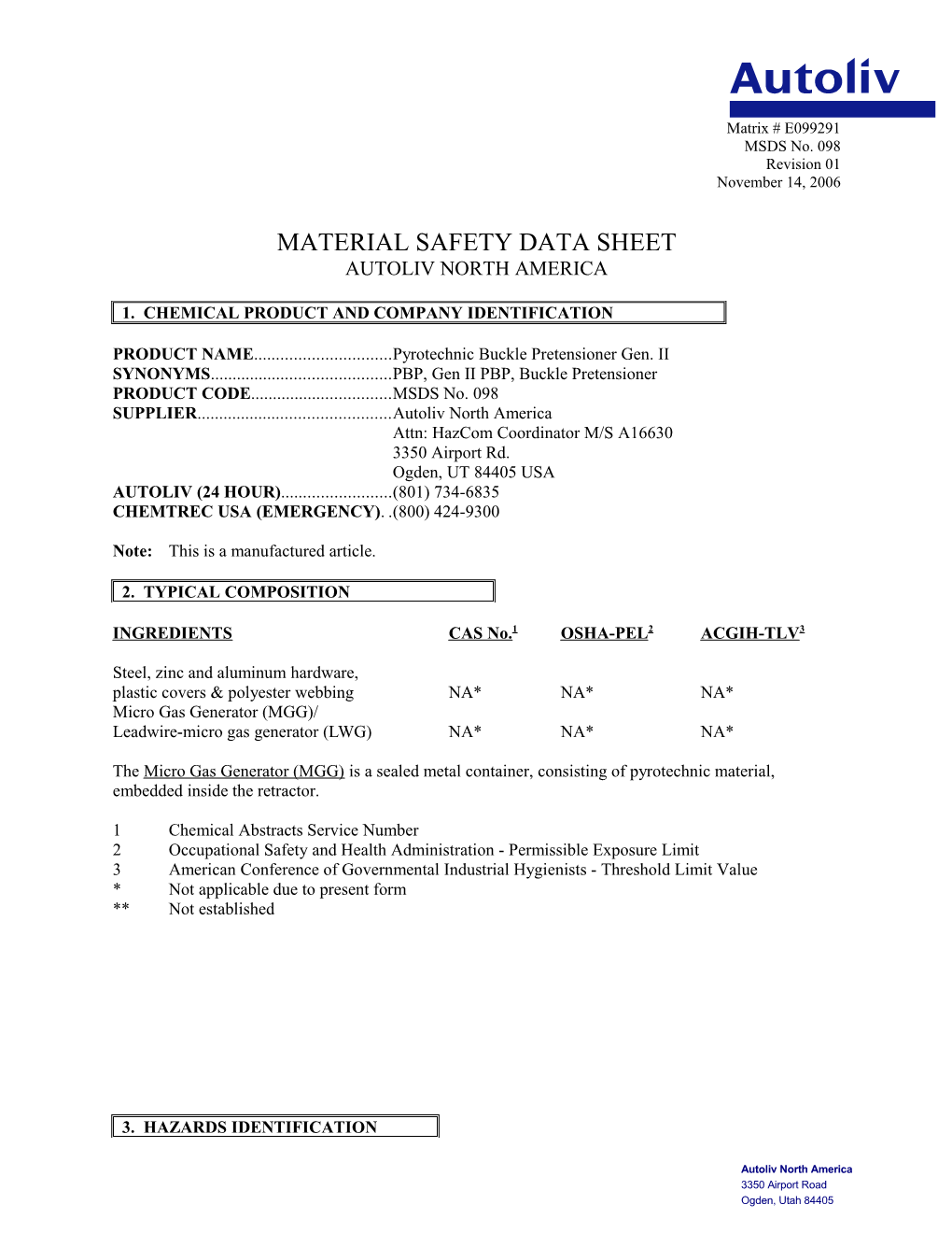Material Safety Data Sheet s96