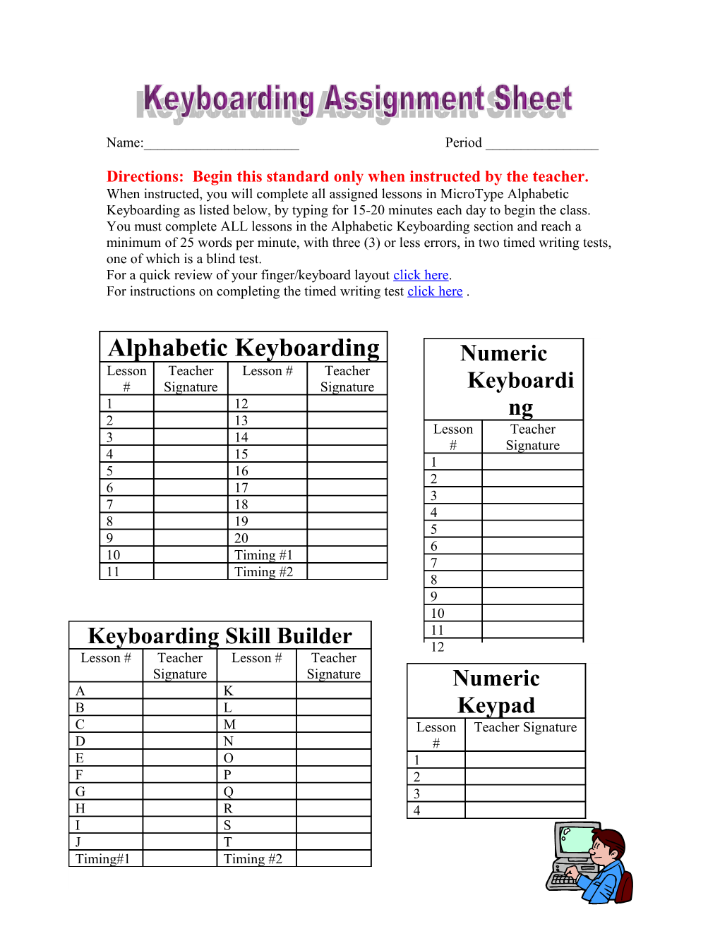 Microtype Pro Assignment Sheet