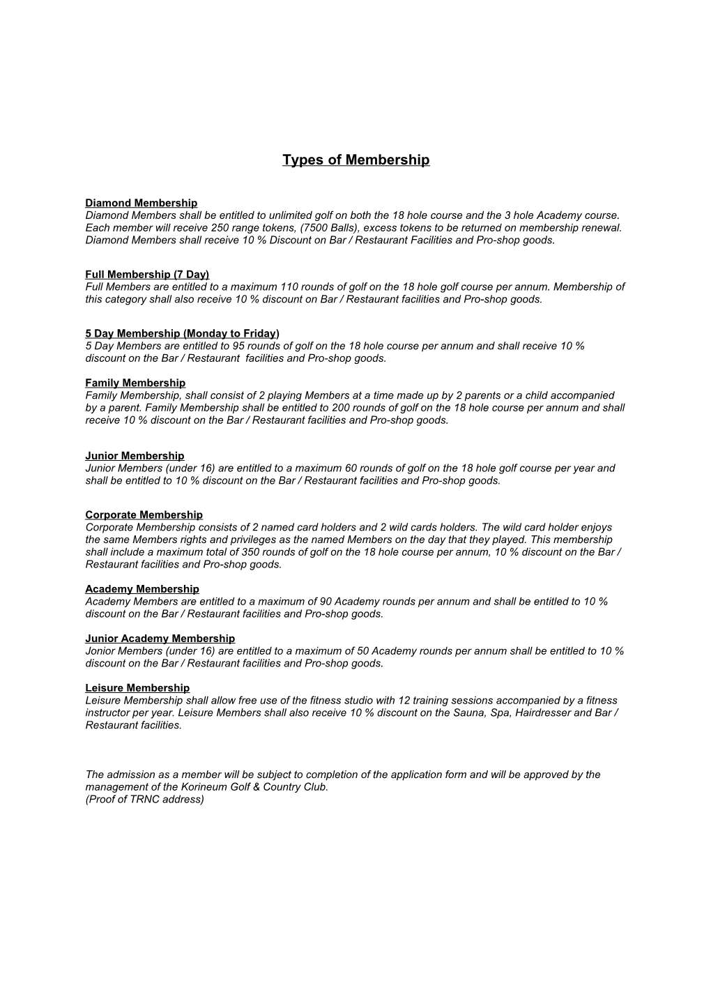 Types of Membership
