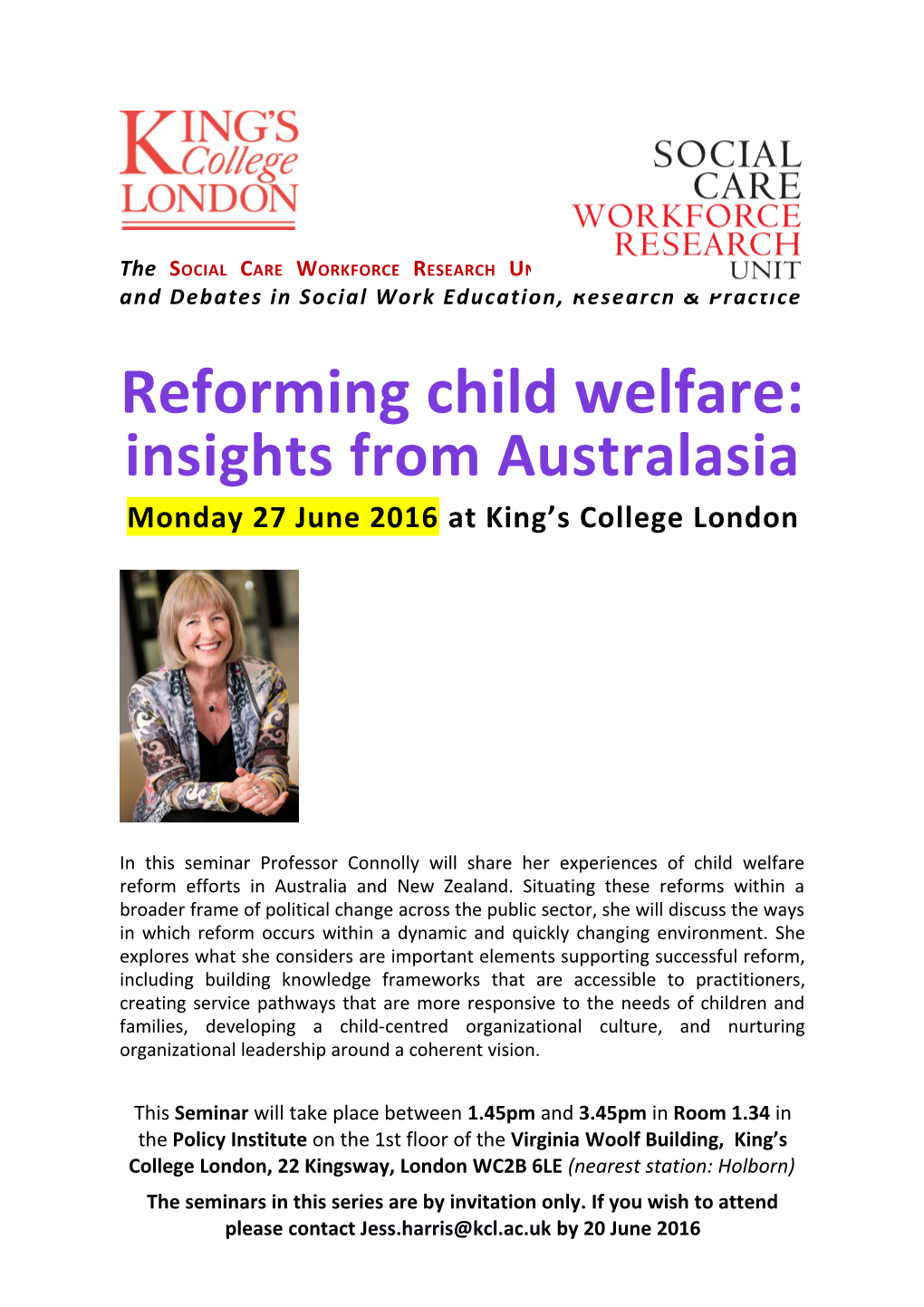 Reforming Child Welfare:Insights from Australasia