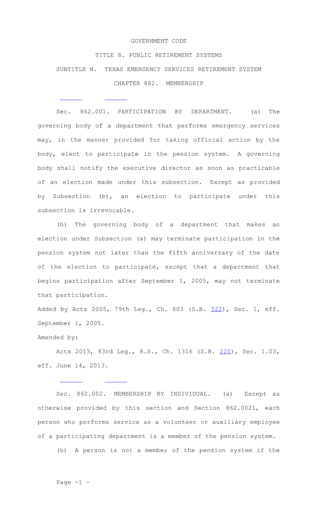 Title 8. Public Retirement Systems