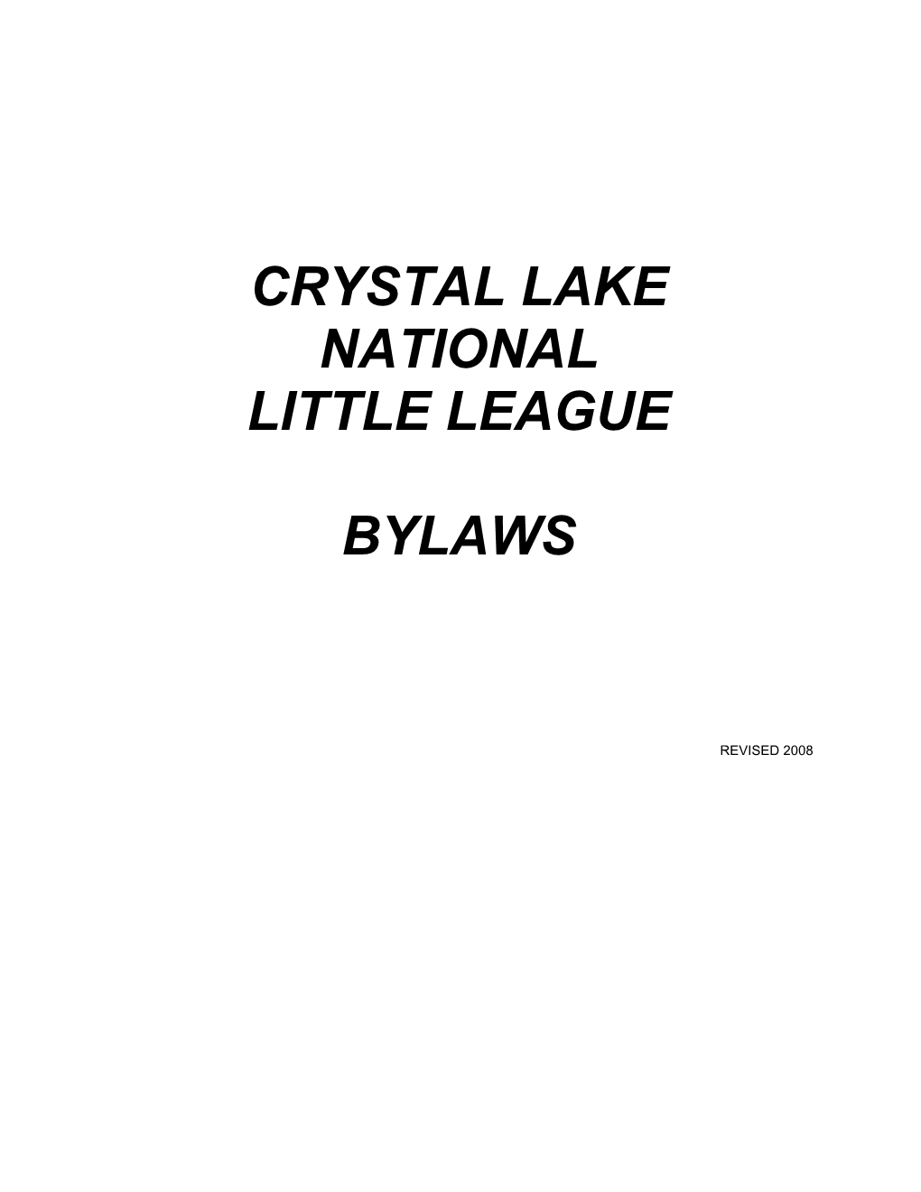 Crystal Lake National Little League Bylaws