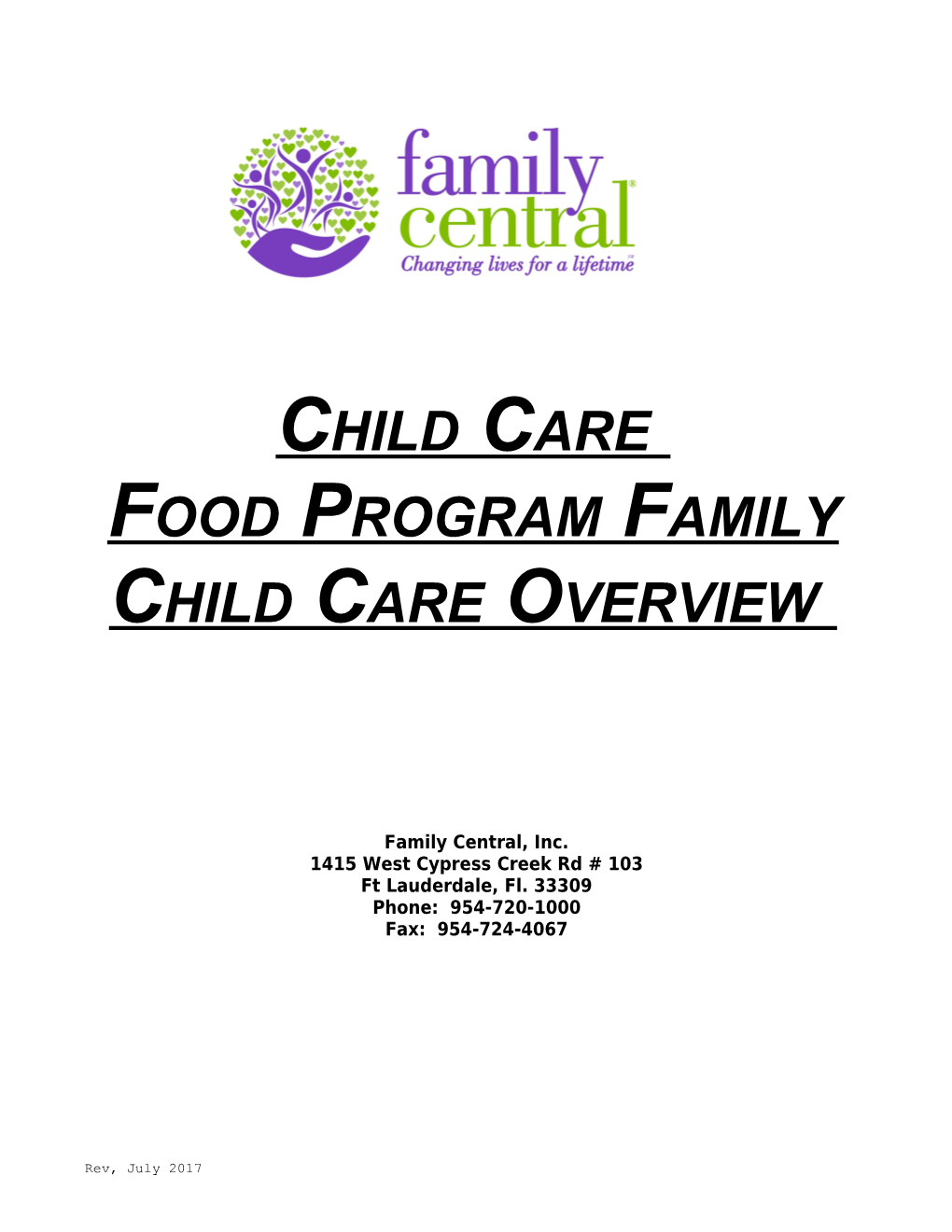 Food Program Family Child Care Overview