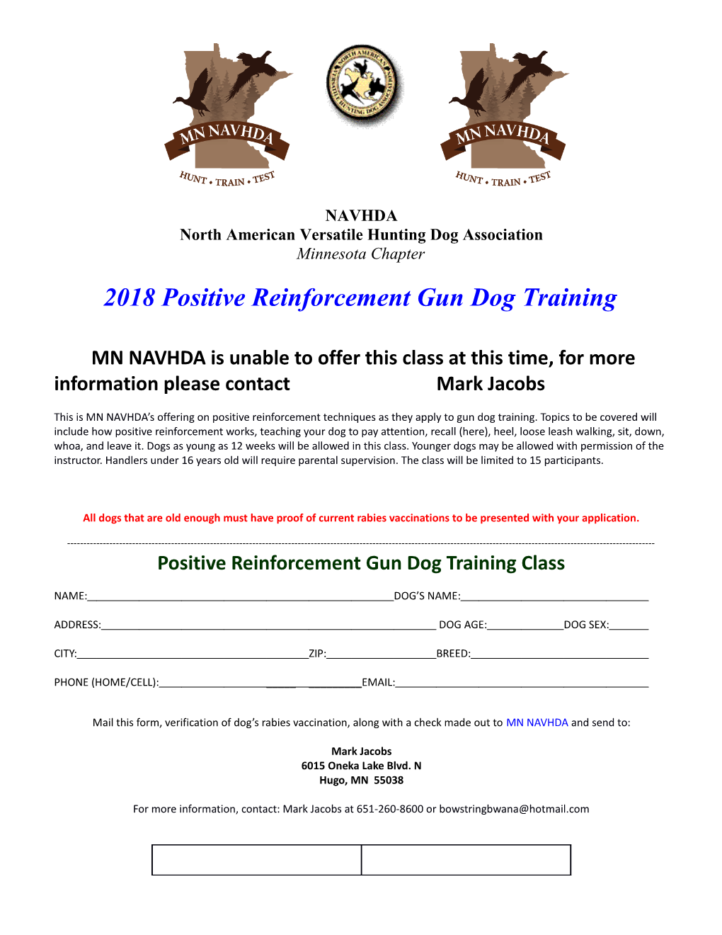 Positive Reinforcement Gun Dog Training Class