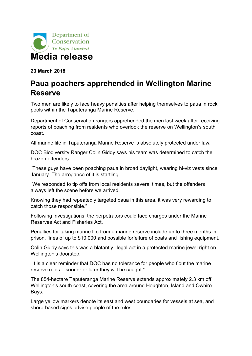 Paua Poachers Apprehended in Wellington Marine Reserve