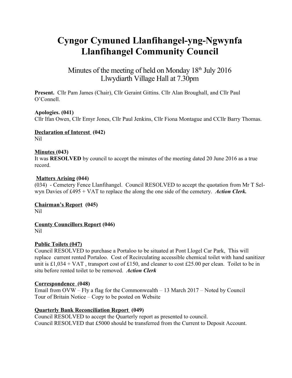 Llanfihangel Community Council s1