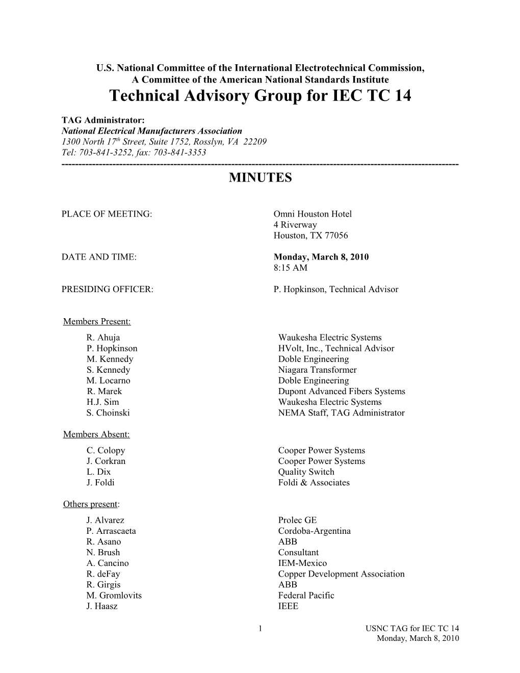 U.S. National Committee of the International Electrotechnical Commission