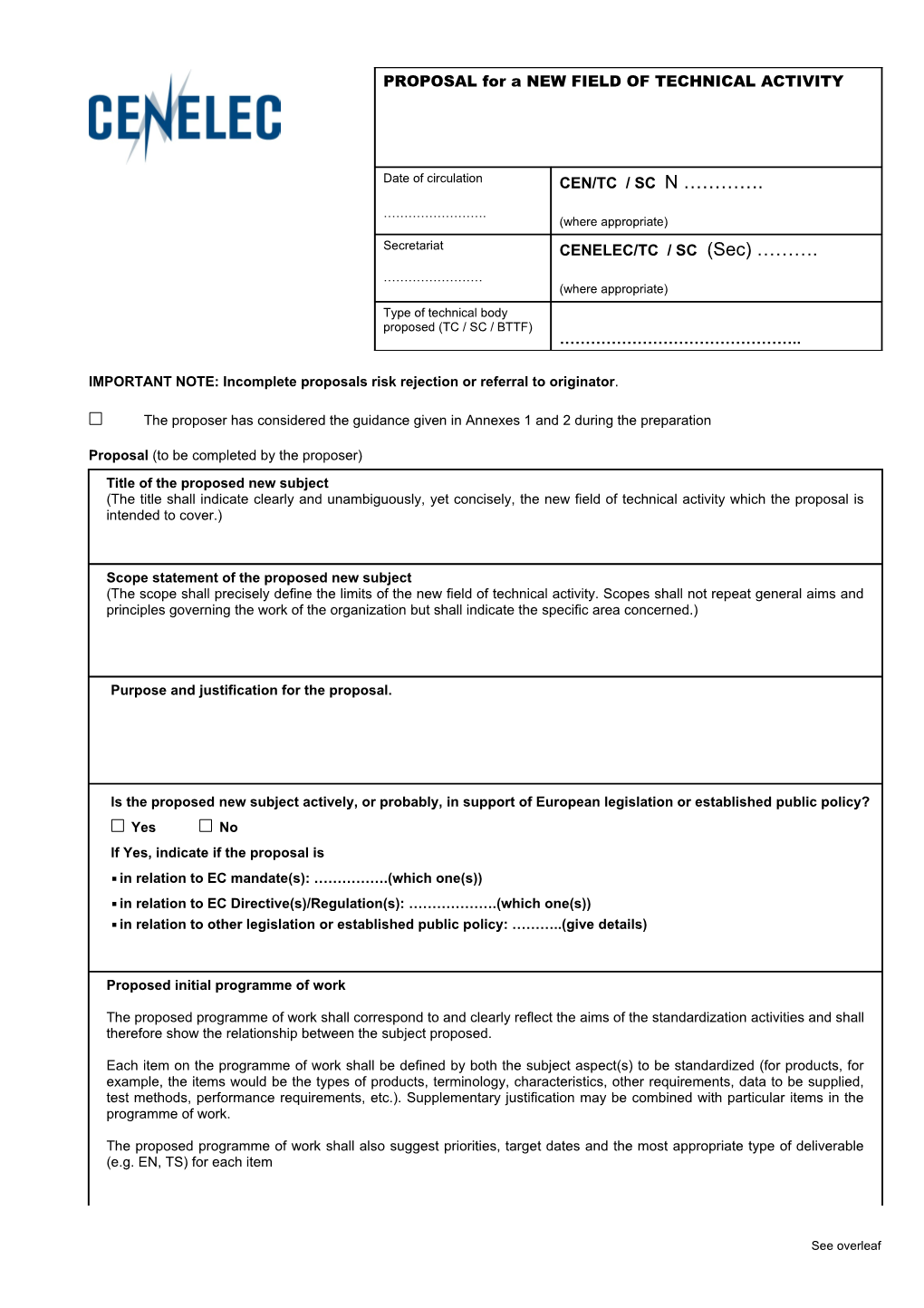 Proposal for a New Field of Technicall Activity