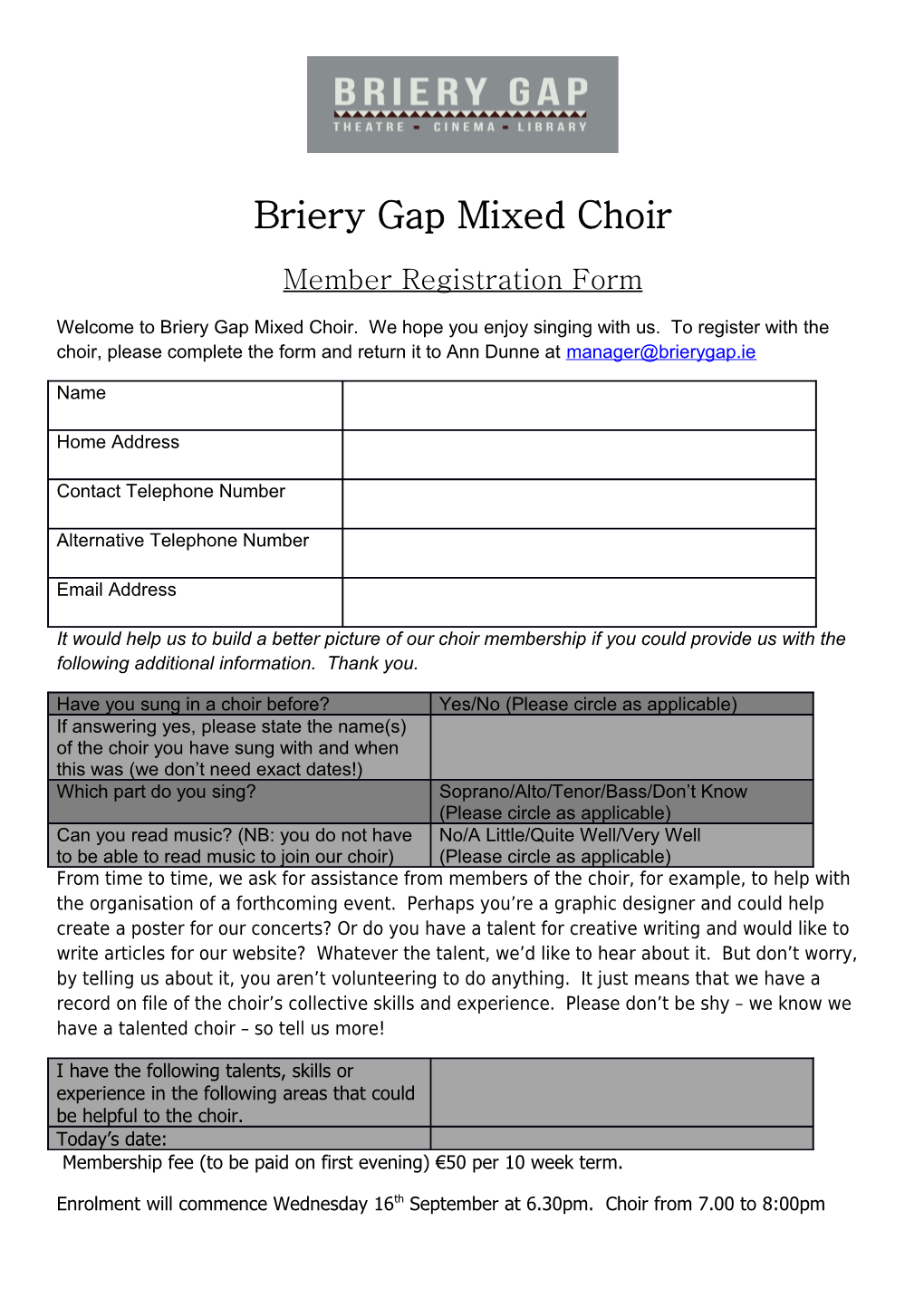 Briery Gap Mixed Choir