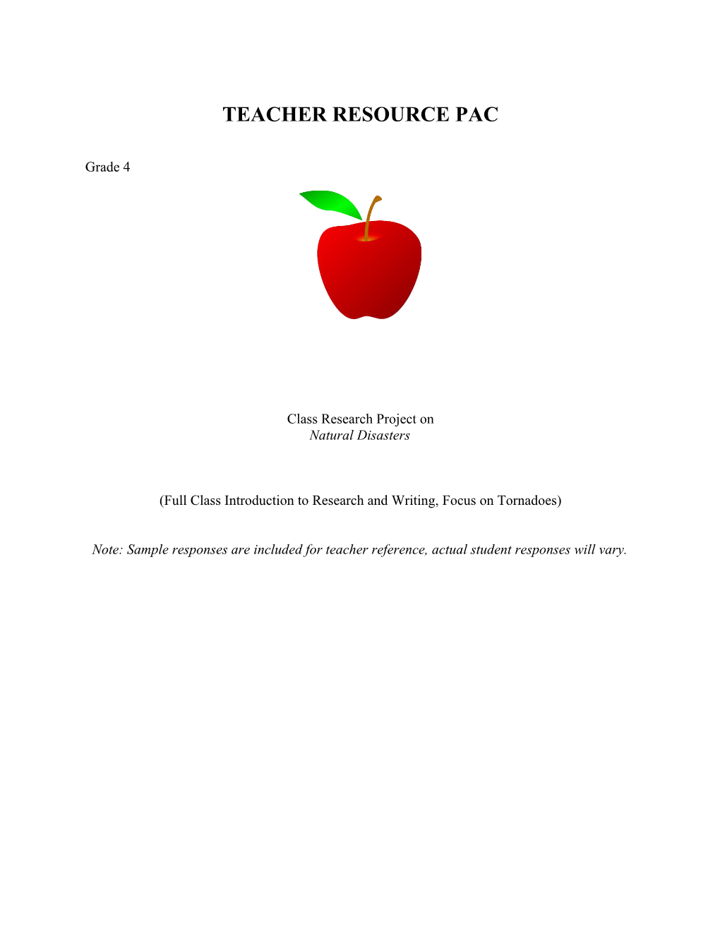 Teacher Resource Pac