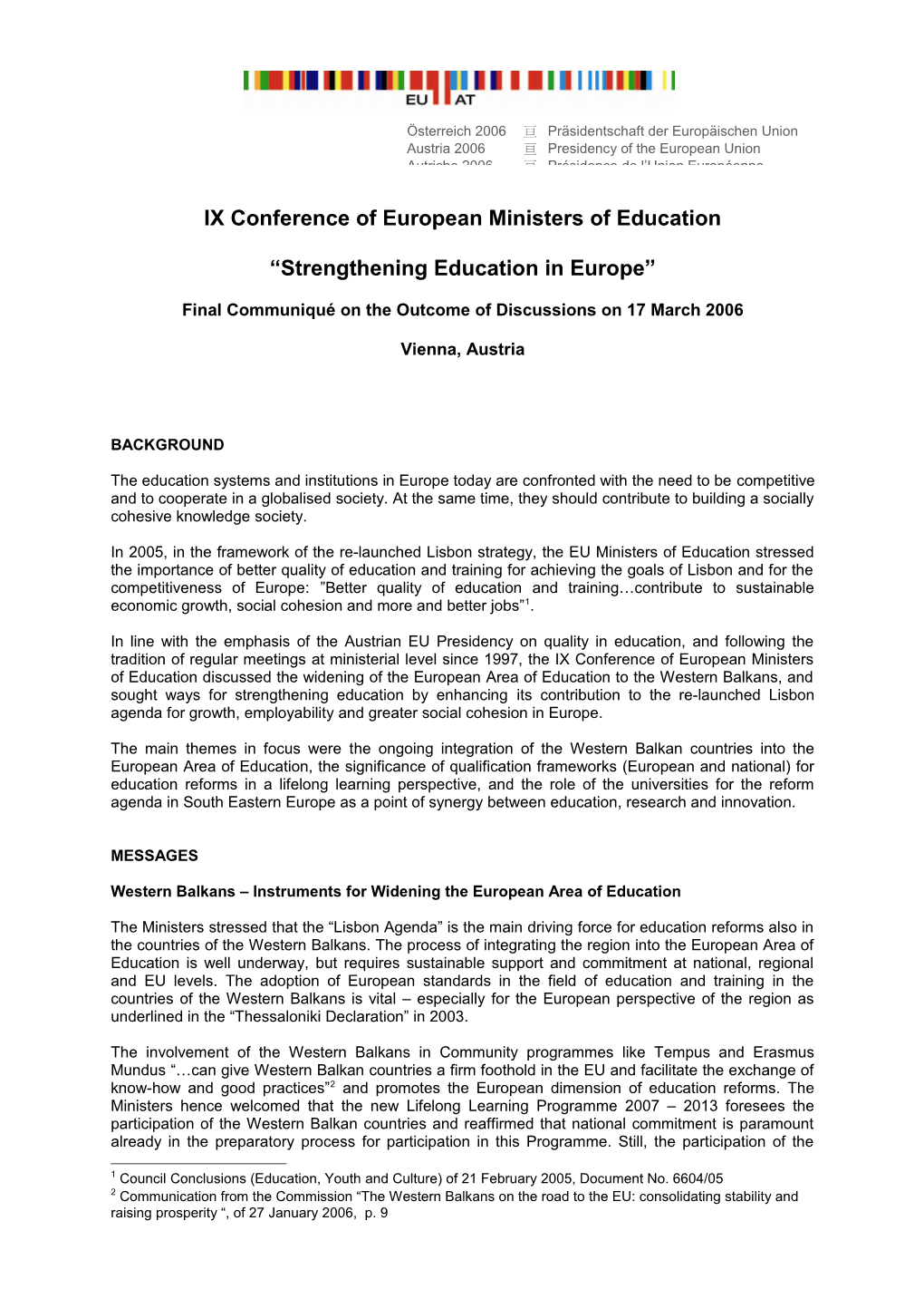 IX Conference of European Ministers of Education
