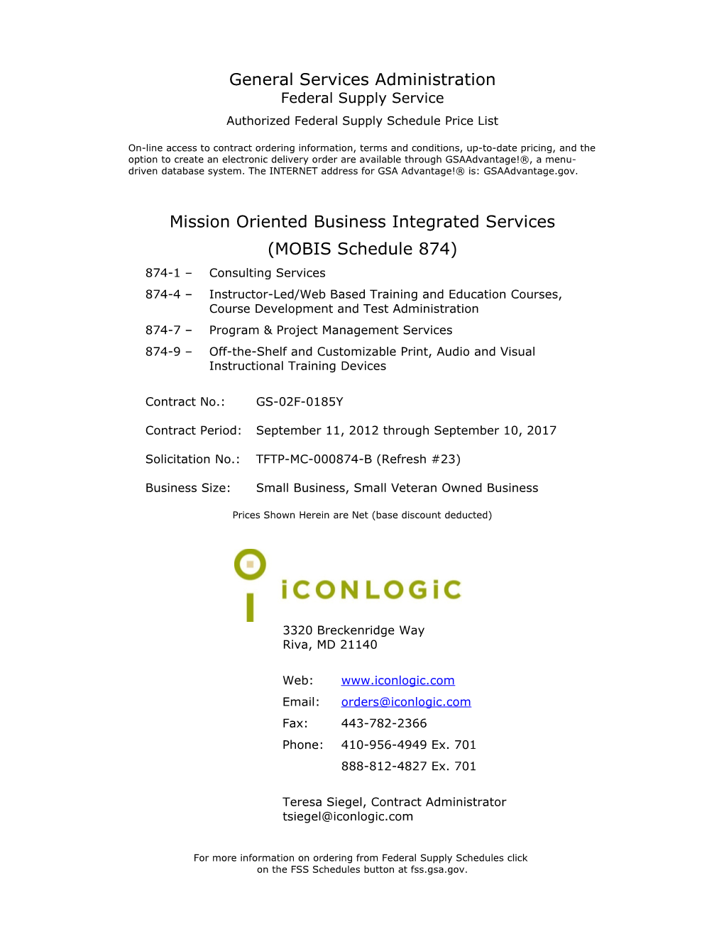 Authorized Federal Supply Schedule Price List s6