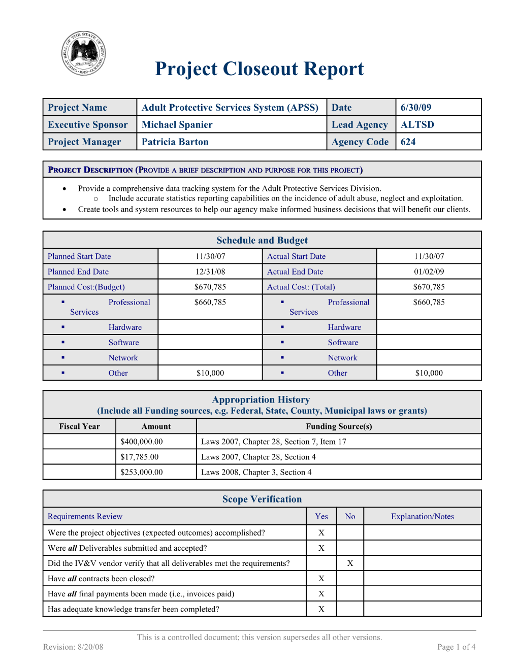 Project Closure Checklist