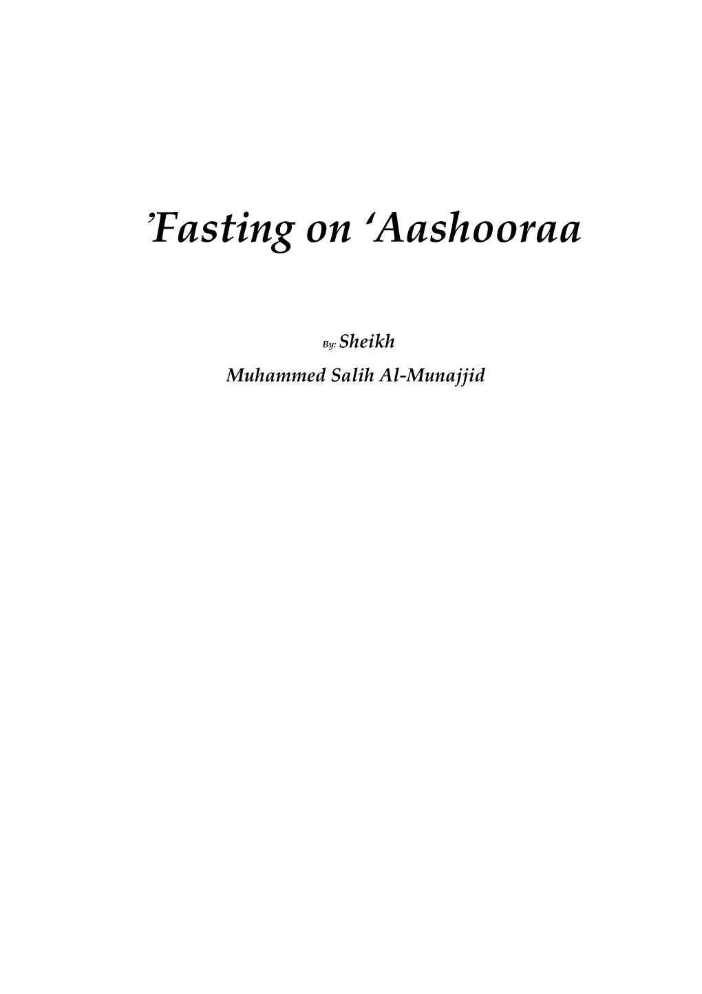 Fasting on Aashooraa