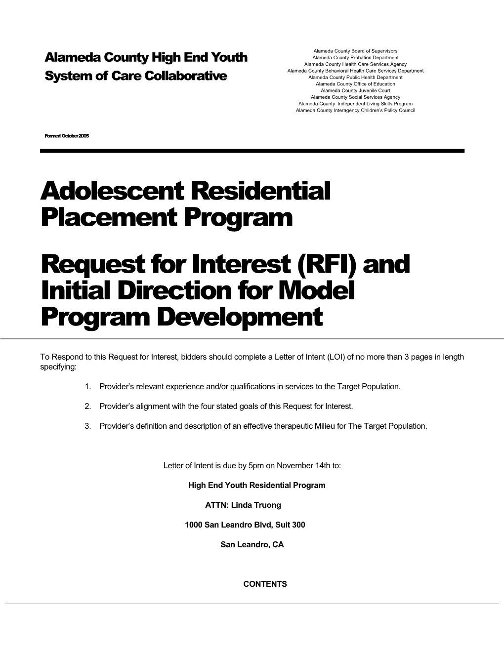 Adolescent Residential Placement Program