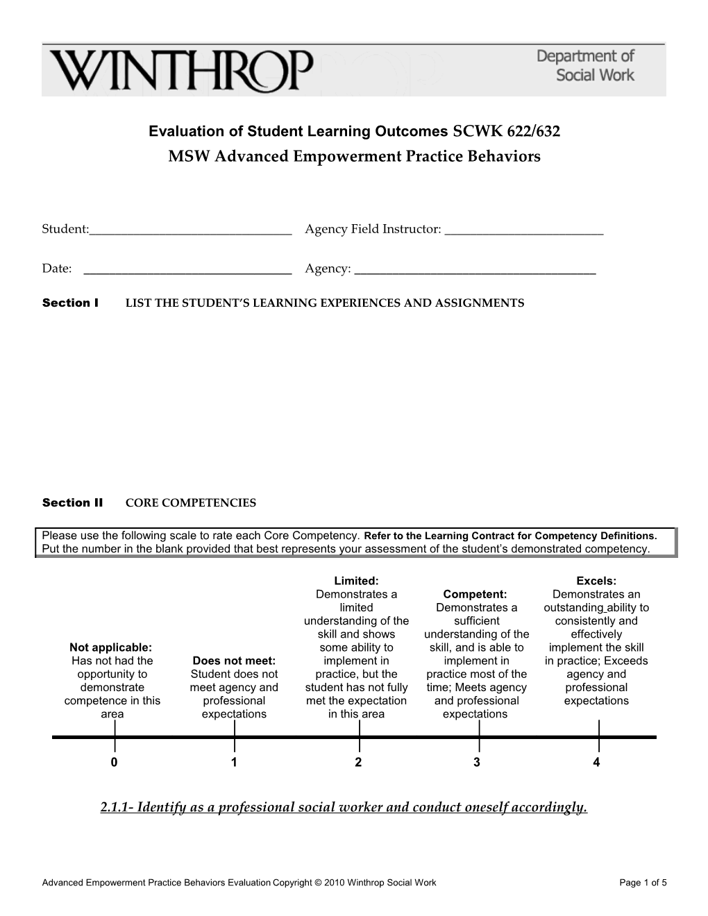 Evaluation of Student Learning Outcomesscwk 622/632