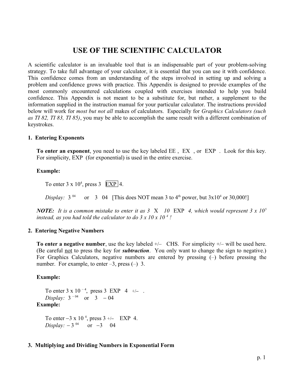 Use of Sci Calculator