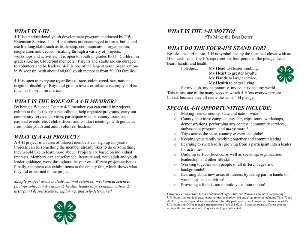 What Is the Role of a 4-H Member?