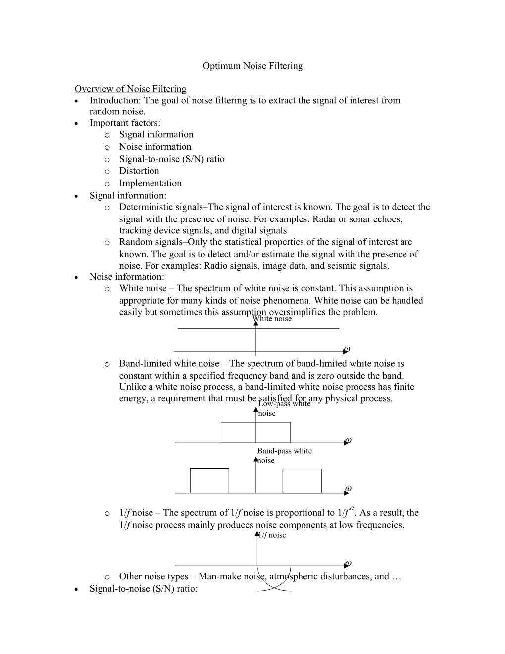 Optimum Noise Filtering