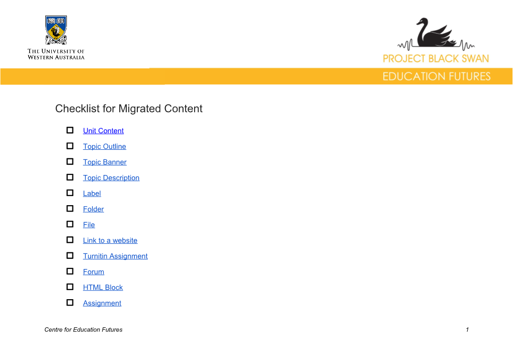 Checklist for Migrated Content