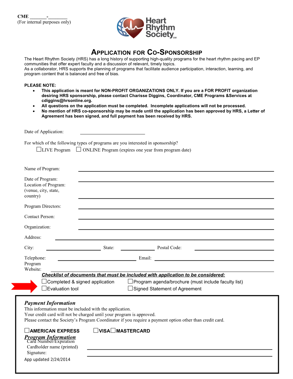 Application for Co-Sponsorship