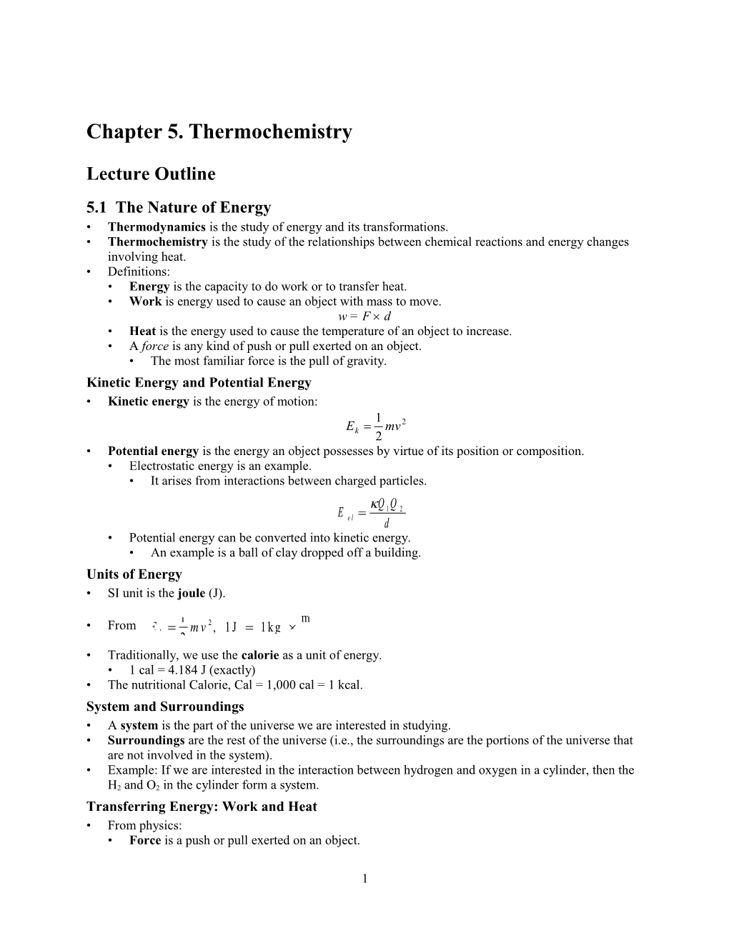 Chapter 5. Thermochemistry