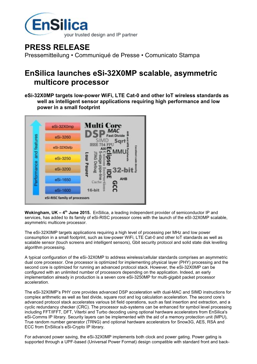 Ensilica Press Release UK