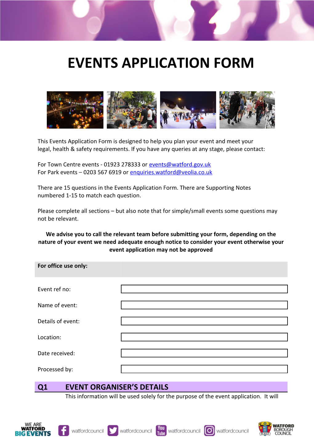 Events Application Form