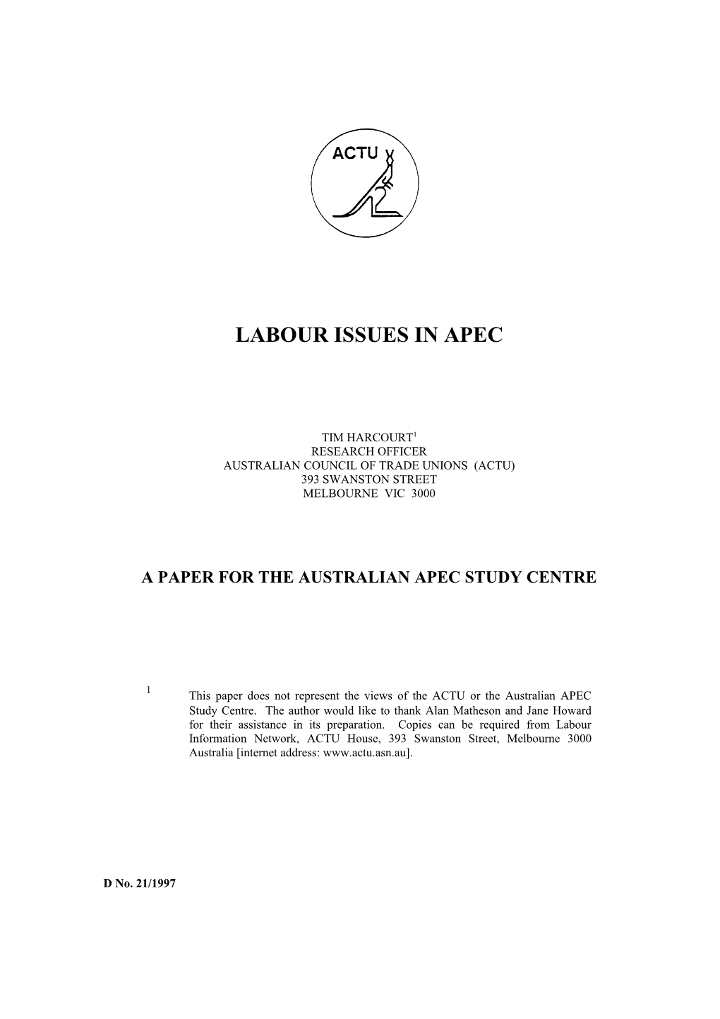 Labour Issues in APEC