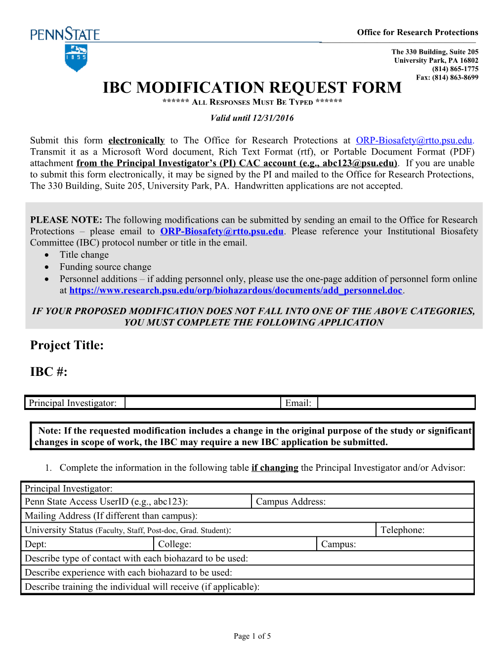 Ibc Modification Request Form
