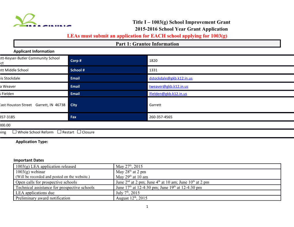 2015-2016 School Year Grant Application