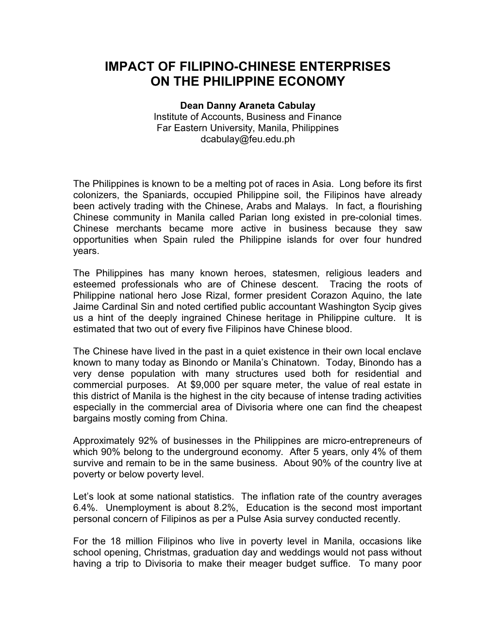 Impact of Filipino-Chinese Enterprises