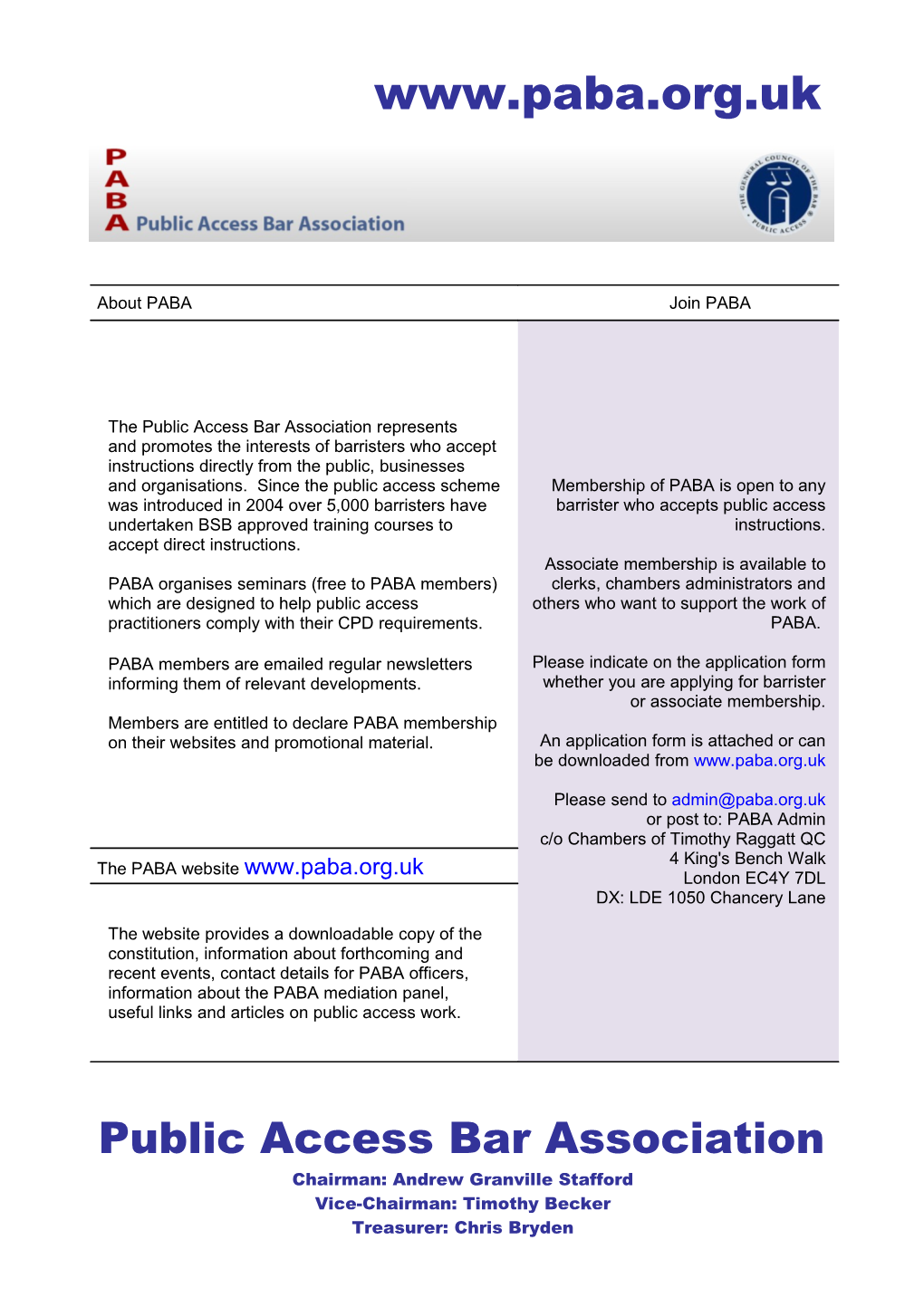 Public Access Bar Association